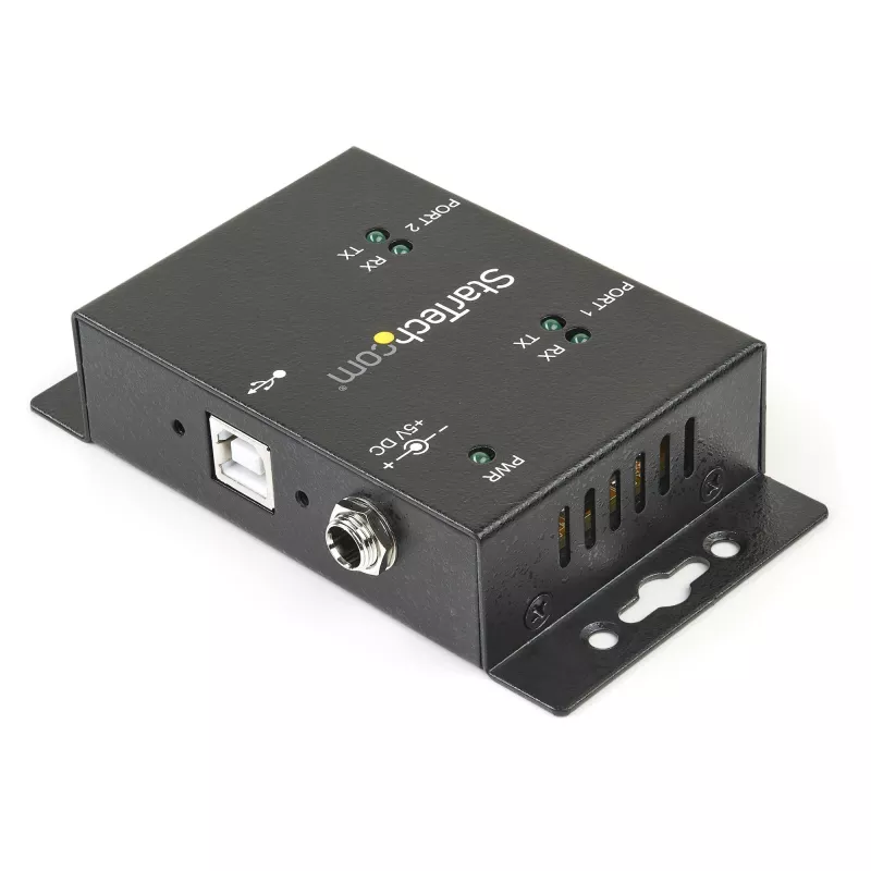 Hub adattatore USB a seriale industriale a 2 porte montabile a parete StarTech.com con clip per guida DIN