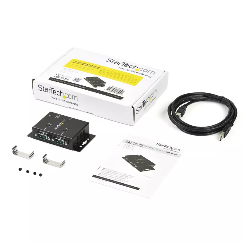 Hub adattatore USB a seriale industriale a 2 porte montabile a parete StarTech.com con clip per guida DIN