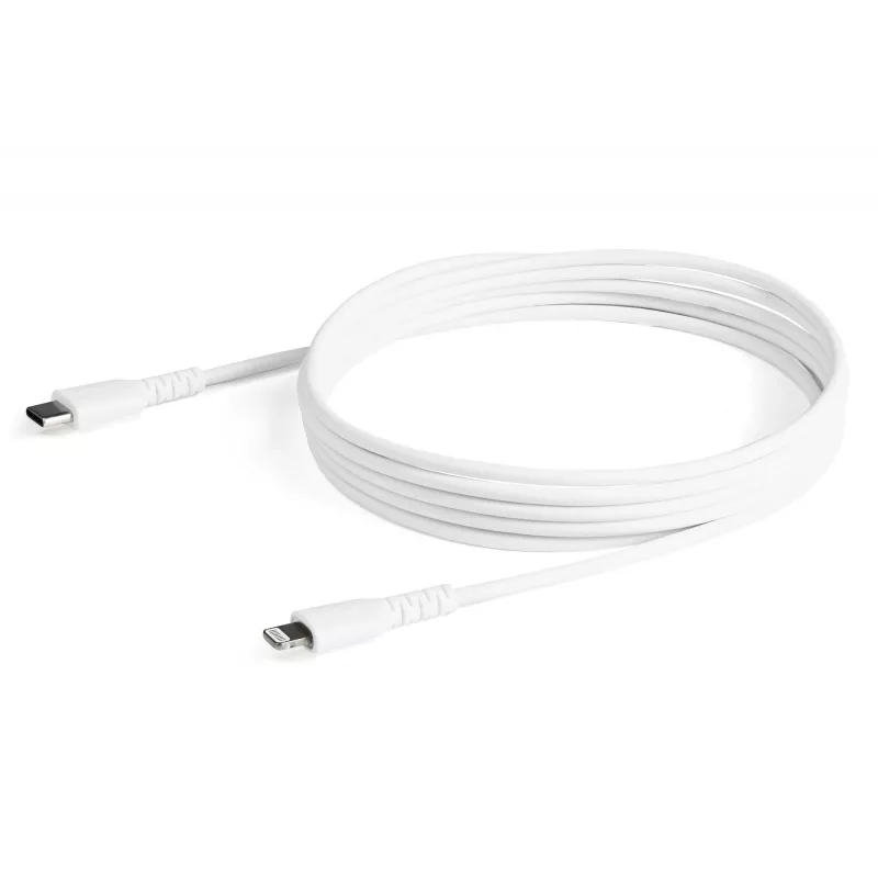 Cavo USB-C a Lightning bianco resistente StarTech.com 1,8 m – Cavo di ricarica/sincronizzazione USB Type-C a Lightning robusto in fibra aramidica – Certificato Apple MFi iPad/iPhone 12