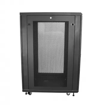 StarTech.com Armadio rack server 24U a 4 montanti, armadio rack dati 19 pollici con chiusura per apparecchiature informatiche/AV/IT, rack per ufficio/rete domestica con ruote e guide di montaggio regolabili