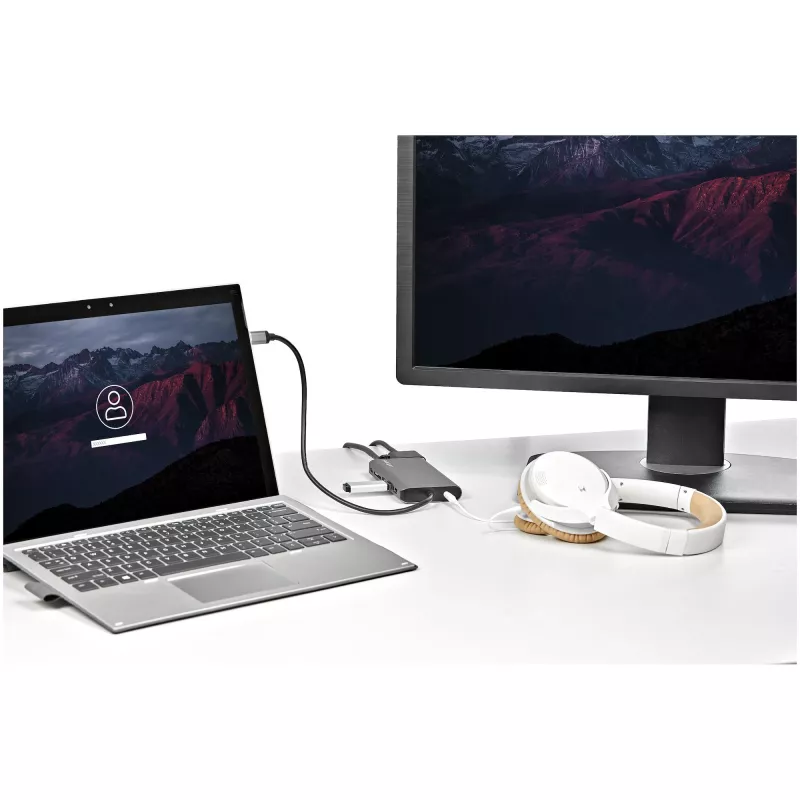 StarTech.com Adattatore multiporta USB-C – mini dock da viaggio USB-C con HDMI 4K o VGA 1080p – hub 3x USB 3.0, SD, GbE, audio, PD 100W pass-through – docking station portatile per laptop/tablet