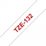 Nastro laminato Brother TZe132 12 mm rosso su trasparente
