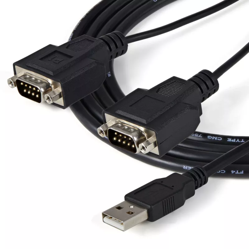 StarTech.com ICUSB2322F cavo adattatore FTDI da USB a seriale RS232 a 2 porte, USB 2.0, 2,1 m, nero
