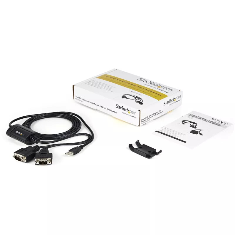 StarTech.com ICUSB2322F cavo adattatore FTDI da USB a seriale RS232 a 2 porte, USB 2.0, 2,1 m, nero