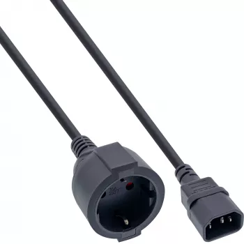 InLine Cavo di alimentazione, C14 a presa Schuko, nero, 1 m