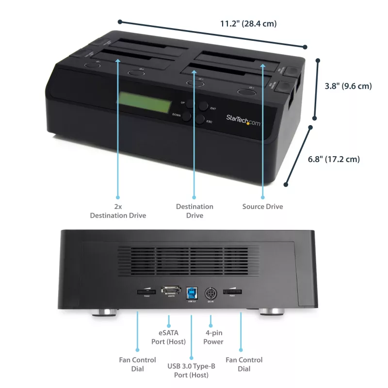 StarTech.com Dock duplicatore di dischi rigidi HDD standalone 1:3 da 4 bay USB 3.0 eSATA a SATA