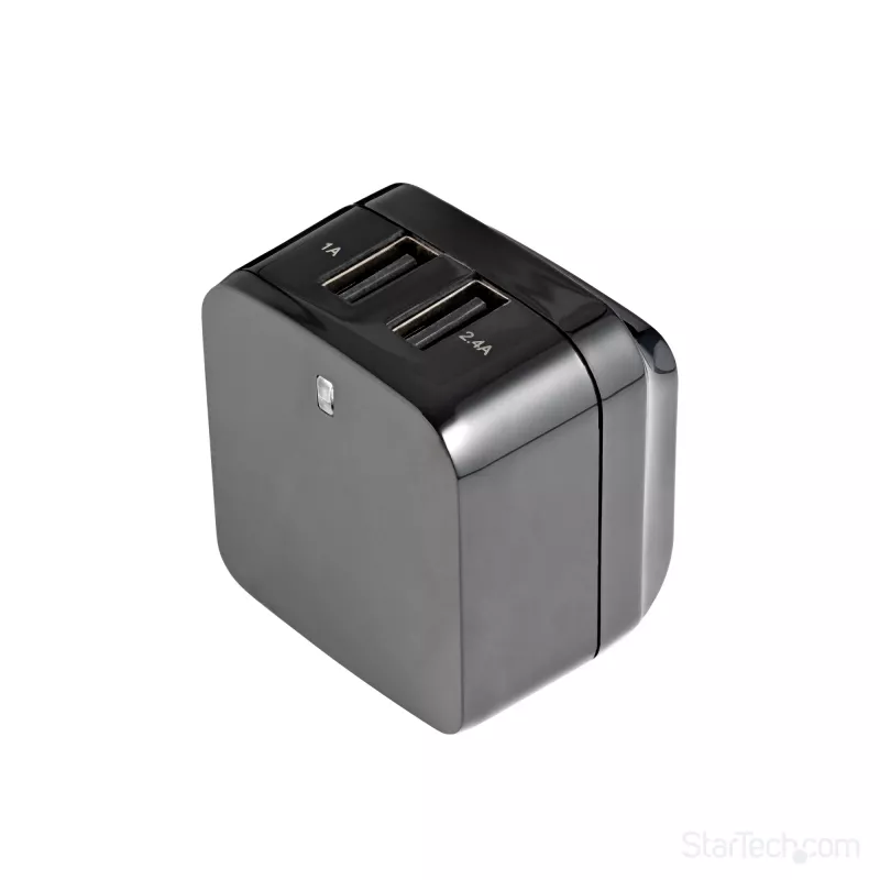 StarTech.com caricabatterie USB da parete a doppia porta – viaggi internazionali – 17W/3,4A – nero