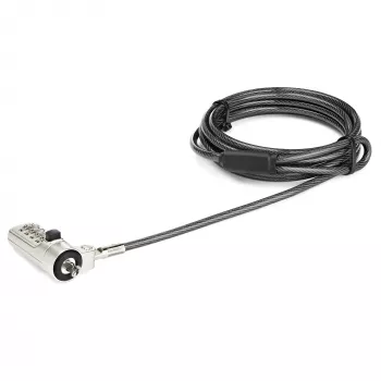 StarTech.com cavo di sicurezza per laptop da 2 m – cavo di sicurezza per laptop/desktop con combinazione numerica a 4 cifre per computer con slot Wedge – lucchetto combinazione in acciaio rivestito in vinile ant furto – portatile