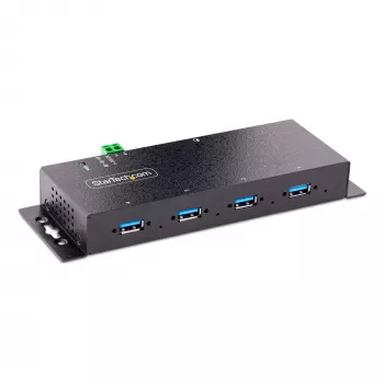 StarTech.com hub USB 3.0 industriale a 4 porte 5Gbps, hub USB robusto con protezione ESD, montaggio DIN/parete/tavolo hub USB-A, espansione USB con connettori con blocco, Heavy Duty – TAA
