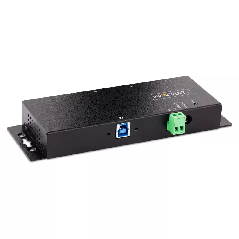 StarTech.com hub USB 3.0 industriale a 4 porte 5Gbps, hub USB robusto con protezione ESD, montaggio DIN/parete/tavolo hub USB-A, espansione USB con connettori con blocco, Heavy Duty – TAA