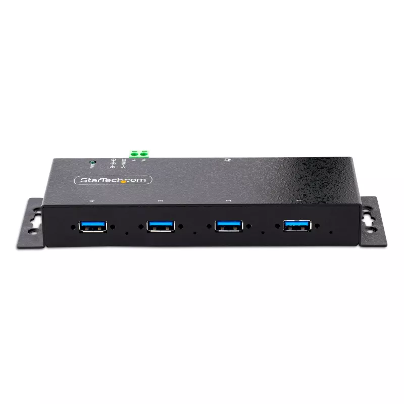 StarTech.com hub USB 3.0 industriale a 4 porte 5Gbps, hub USB robusto con protezione ESD, montaggio DIN/parete/tavolo hub USB-A, espansione USB con connettori con blocco, Heavy Duty – TAA