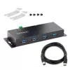 StarTech.com hub USB 3.0 industriale a 4 porte 5Gbps, hub USB robusto con protezione ESD, montaggio DIN/parete/tavolo hub USB-A, espansione USB con connettori con blocco, Heavy Duty – TAA