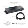 StarTech.com hub USB 3.0 industriale a 4 porte 5Gbps, hub USB robusto con protezione ESD, montaggio DIN/parete/tavolo hub USB-A, espansione USB con connettori con blocco, Heavy Duty – TAA