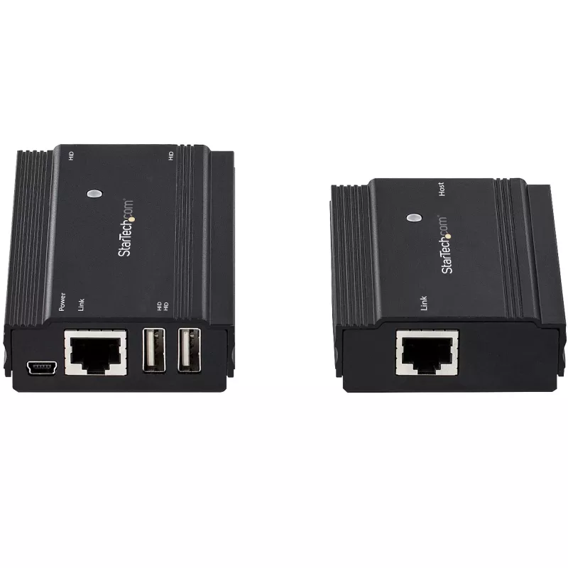 StarTech.com hub extender USB 2.0 a 4 porte tramite un singolo cavo Ethernet CAT5e/CAT6 (RJ45) – 100 m – kit adattatore hub extender USB – case in metallo – alimentazione esterna – 480 Mbit/s