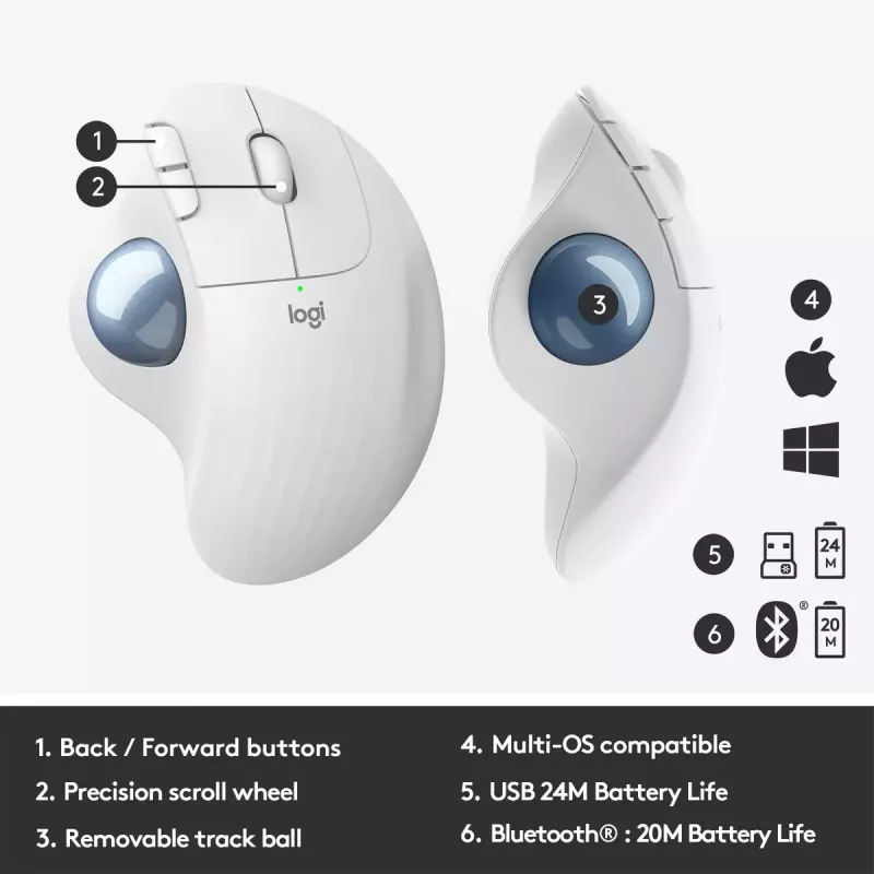 Mouse Logitech ERGO M575 Wireless Trackball RF Wireless + Bluetooth