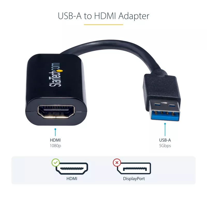 StarTech.com adattatore USB 3.0 a HDMI, convertitore monitor USB a HDMI per Windows, 1080P (nessun supporto per macOS/ChromeOS/Linux) – TAA