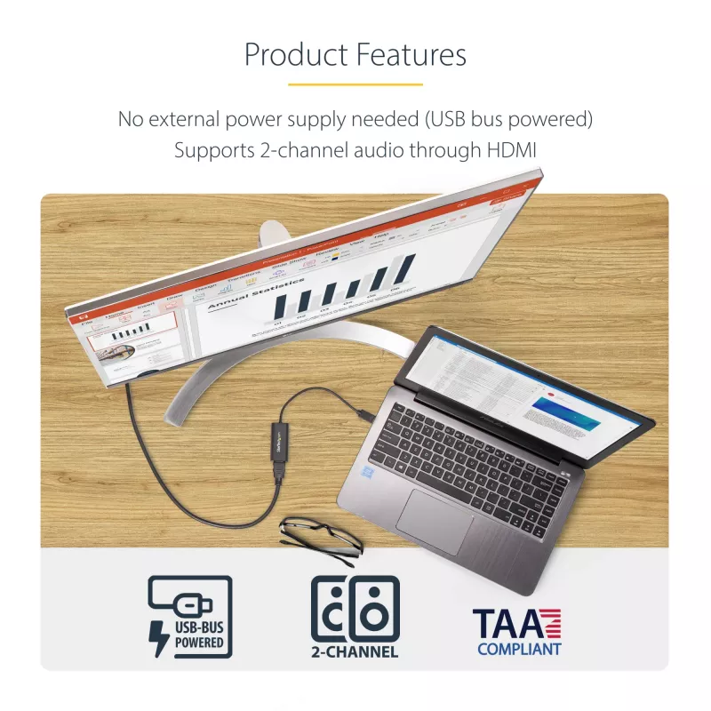 StarTech.com adattatore USB 3.0 a HDMI, convertitore monitor USB a HDMI per Windows, 1080P (nessun supporto per macOS/ChromeOS/Linux) – TAA