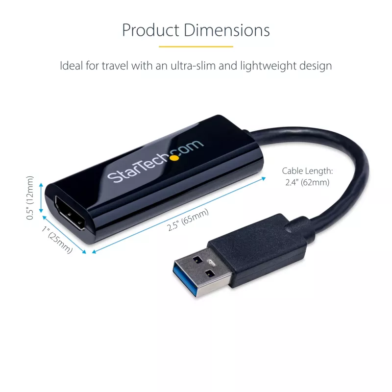 StarTech.com adattatore USB 3.0 a HDMI, convertitore monitor USB a HDMI per Windows, 1080P (nessun supporto per macOS/ChromeOS/Linux) – TAA