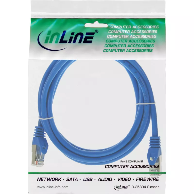 Cavo patch InLine F/UTP Cat.5e blu 1m