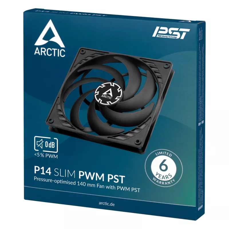 ARCTIC P14 PWM PST ventola sottile 140 mm ottimizzata per la pressione con cavo Y integrato