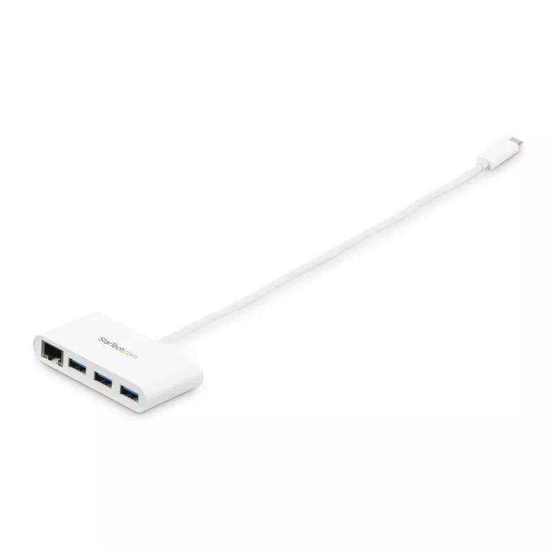 StarTech.com Hub USB-C 3 porte con Gigabit Ethernet – USB-C a 3x USB-A – Hub USB 3.0 – bianco