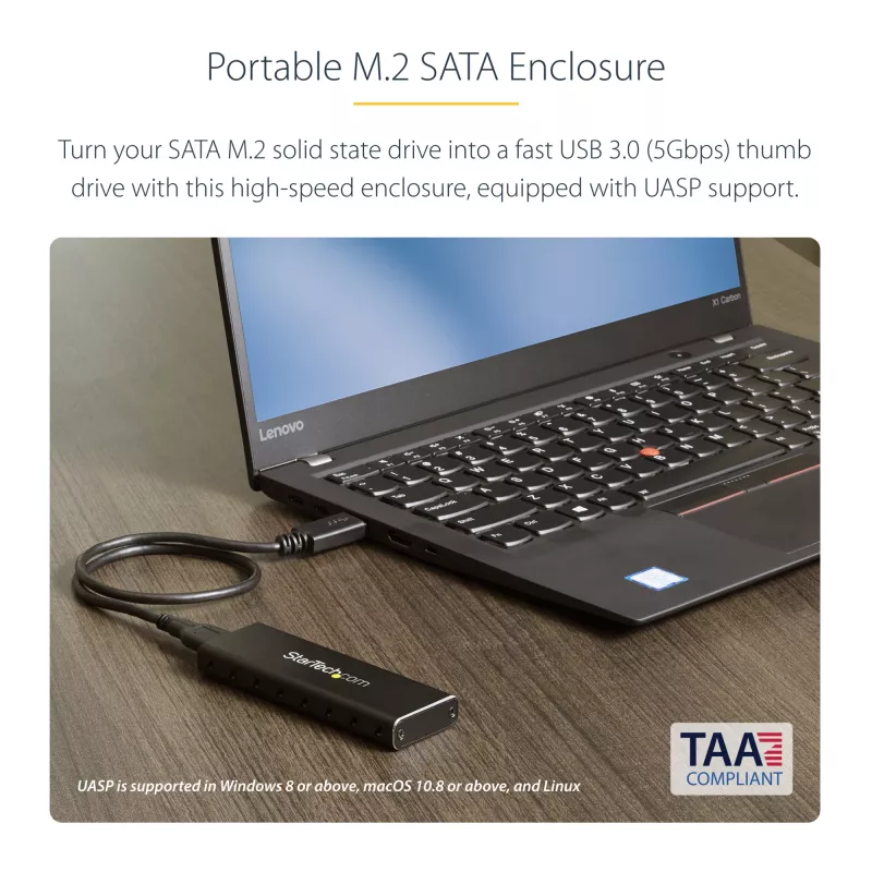 StarTech.com Case per SSD M.2 per SSD M.2 SATA – USB 3.0 (5 Gbit/s) con UASP