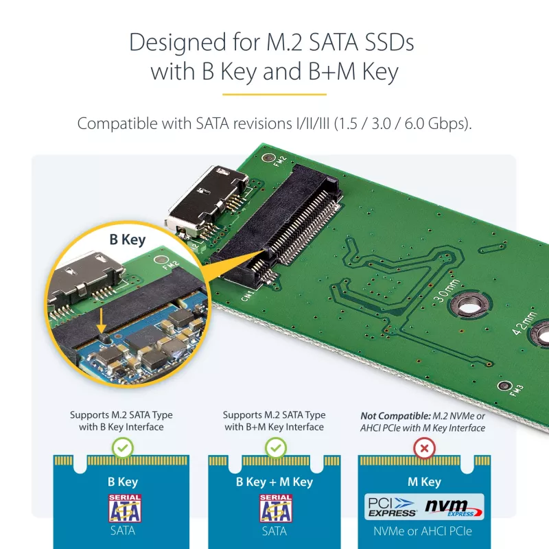 StarTech.com Case per SSD M.2 per SSD M.2 SATA – USB 3.0 (5 Gbit/s) con UASP