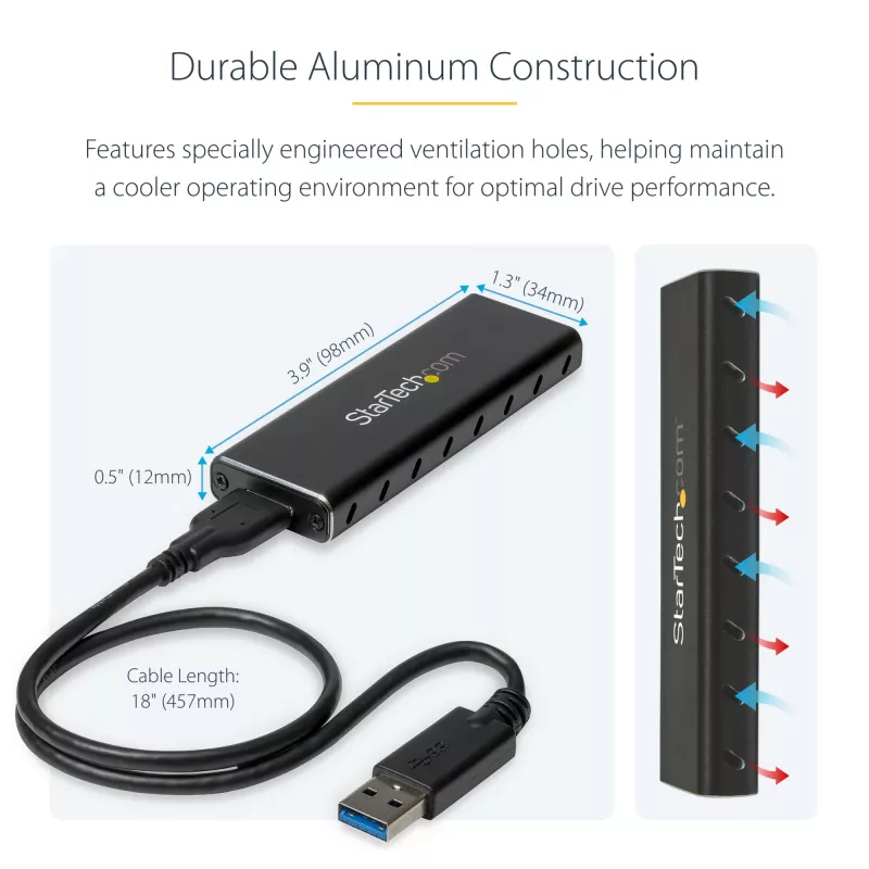 StarTech.com Case per SSD M.2 per SSD M.2 SATA – USB 3.0 (5 Gbit/s) con UASP
