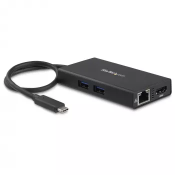 StarTech.com Adattatore multiporta USB-C – docking station da viaggio USB-C con HDMI 4K – Power Delivery pass-through 60 W, GbE, 2 porte hub USB-A 3.0 – dock mini USB Type-C portatile per laptop
