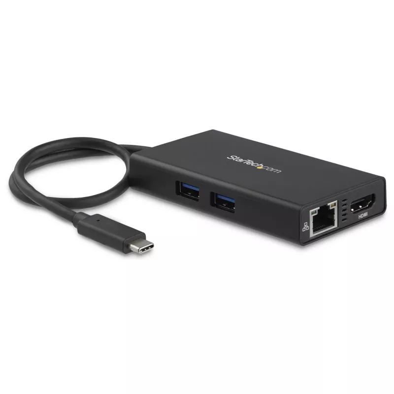 StarTech.com Adattatore multiporta USB-C – docking station da viaggio USB-C con HDMI 4K – Power Delivery pass-through 60 W, GbE, 2 porte hub USB-A 3.0 – dock mini USB Type-C portatile per laptop