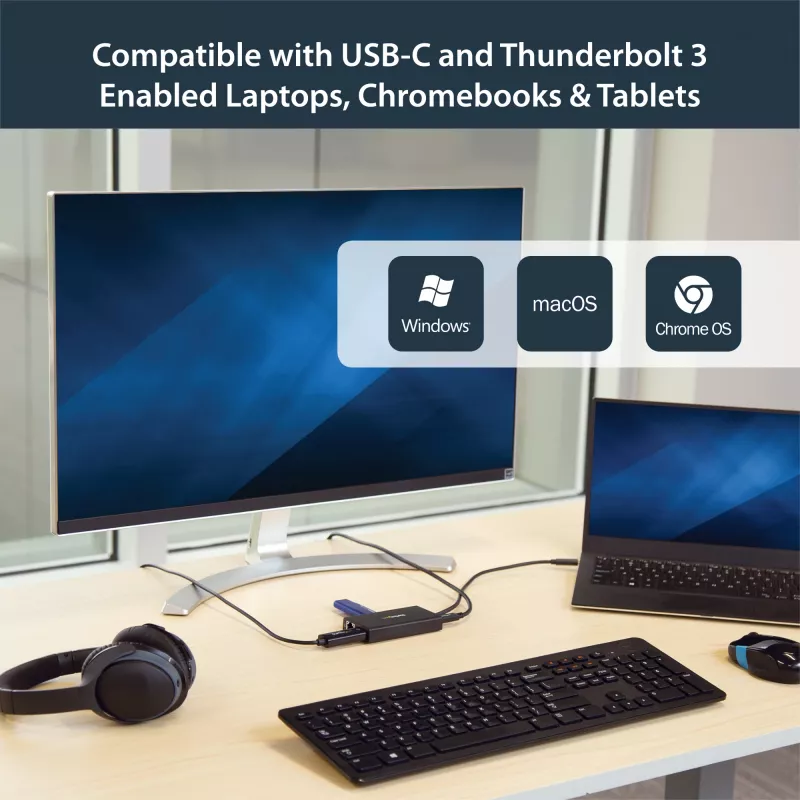 StarTech.com Adattatore multiporta USB-C – docking station da viaggio USB-C con HDMI 4K – Power Delivery pass-through 60 W, GbE, 2 porte hub USB-A 3.0 – dock mini USB Type-C portatile per laptop
