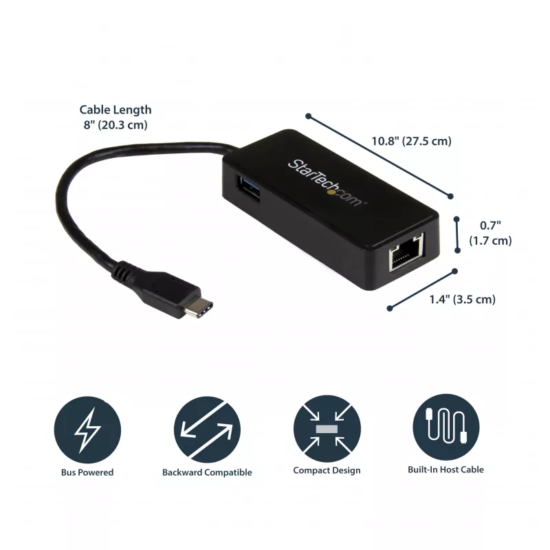 StarTech.com Adattatore di rete USB-C a Gigabit con porta USB 3.0 aggiuntiva