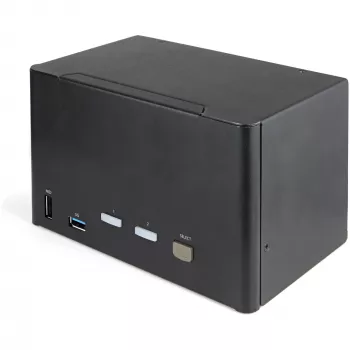 StarTech.com Switch KVM DisplayPort 2 porte quad monitor – 4K 60Hz UHD HDR – KVM DP 1.2 4K desktop con hub USB 3.0 2 porte (5 Gbit/s) e 4 porte USB 2.0 HID, audio – commutazione hotkey – TAA