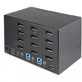 StarTech.com Switch KVM DisplayPort 2 porte quad monitor – 4K 60Hz UHD HDR – KVM DP 1.2 4K desktop con hub USB 3.0 2 porte (5 Gbit/s) e 4 porte USB 2.0 HID, audio – commutazione hotkey – TAA