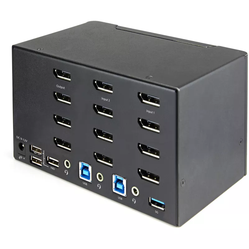 StarTech.com Switch KVM DisplayPort 2 porte quad monitor – 4K 60Hz UHD HDR – KVM DP 1.2 4K desktop con hub USB 3.0 2 porte (5 Gbit/s) e 4 porte USB 2.0 HID, audio – commutazione hotkey – TAA