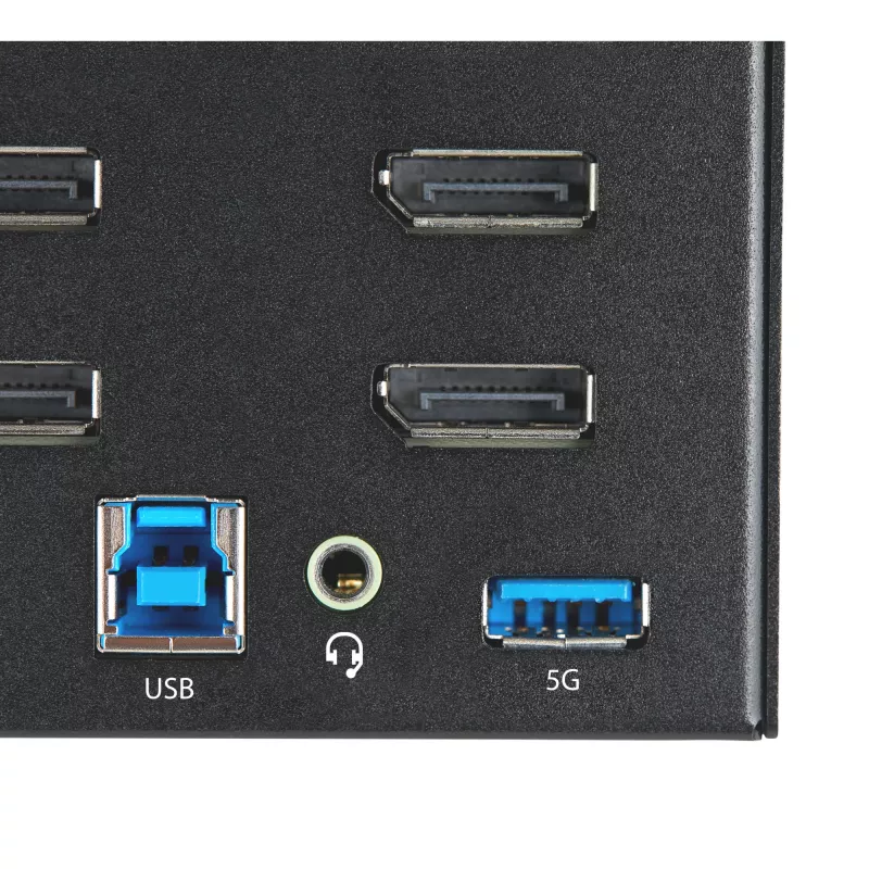StarTech.com Switch KVM DisplayPort 2 porte quad monitor – 4K 60Hz UHD HDR – KVM DP 1.2 4K desktop con hub USB 3.0 2 porte (5 Gbit/s) e 4 porte USB 2.0 HID, audio – commutazione hotkey – TAA