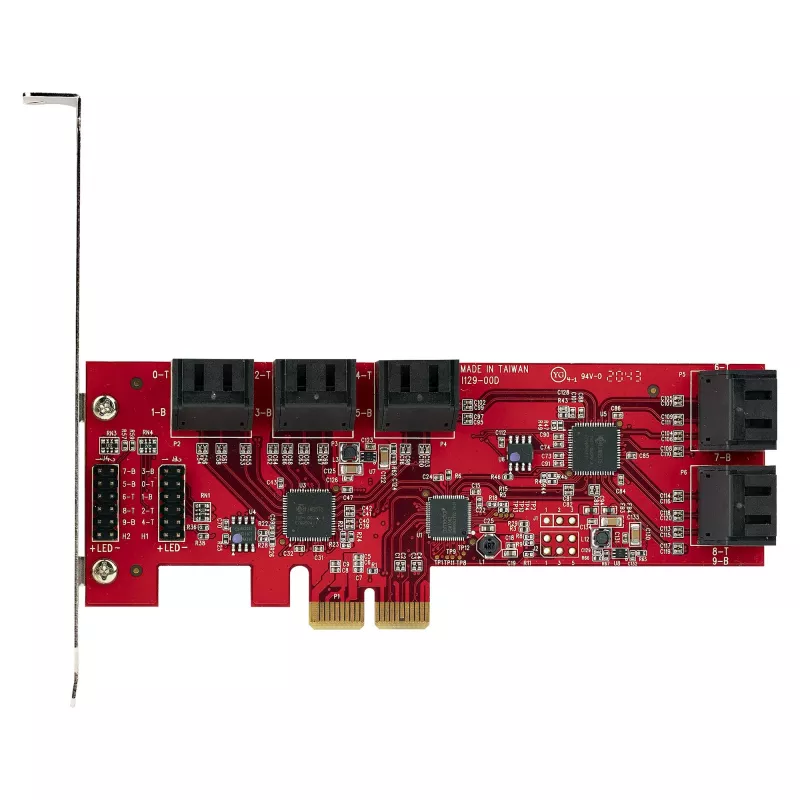 StarTech.com Scheda SATA PCIe - scheda di espansione PCIe SATA 10 porte - 6 Gbit/s - profilo low/full - connettori SATA impilati - ASM1062 non-RAID - convertitore/adattatore PCI Express a SATA