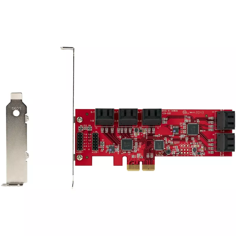 StarTech.com Scheda SATA PCIe - scheda di espansione PCIe SATA 10 porte - 6 Gbit/s - profilo low/full - connettori SATA impilati - ASM1062 non-RAID - convertitore/adattatore PCI Express a SATA