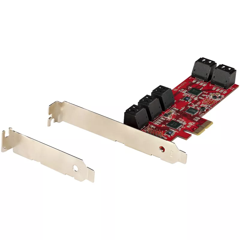 StarTech.com Scheda SATA PCIe - scheda di espansione PCIe SATA 10 porte - 6 Gbit/s - profilo low/full - connettori SATA impilati - ASM1062 non-RAID - convertitore/adattatore PCI Express a SATA