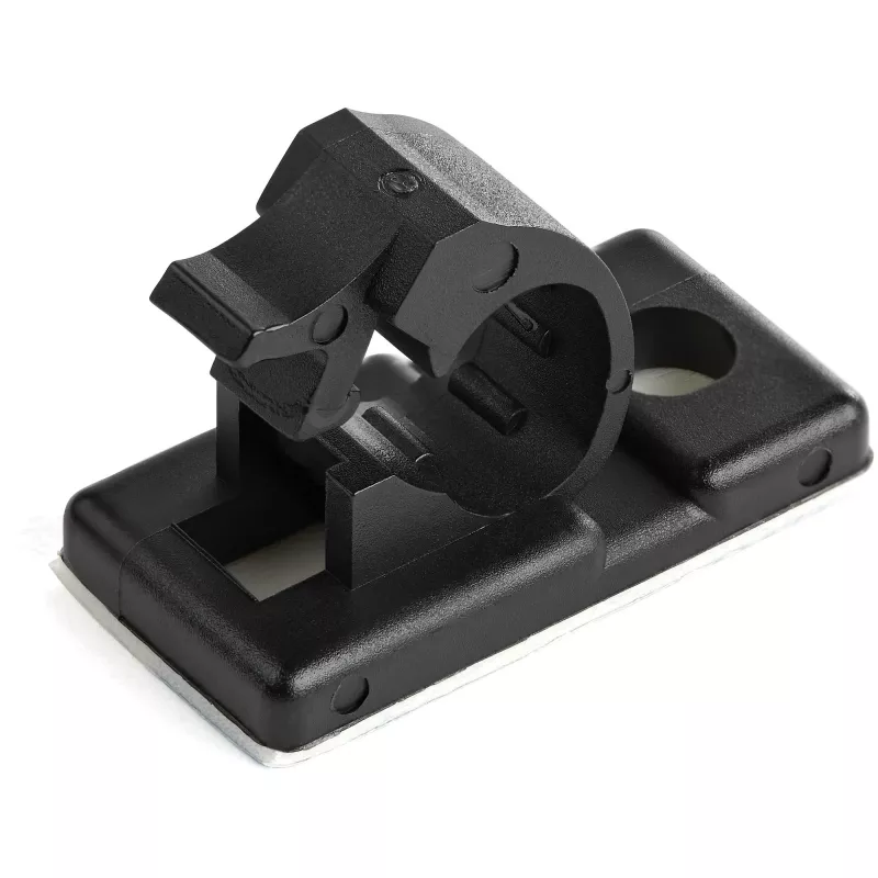 StarTech.com 100 clip adesivi per gestione cavi nero – organizzatore per cavi di rete/Ethernet/da scrivania/computer – supporto adesivo per cavi/fili – clip autoadesiva in nylon UL/94V-2 verificata antincendio