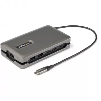 StarTech.com adattatore multiporta USB-C – USB-C su 4K 60 Hz HDMI 2.0 – hub USB a 2 porte 10 Gbit/s – 100 W Power Delivery Pass-Through – GbE – SD/MicroSD – mini dock USB Type-C – cavo 25 cm
