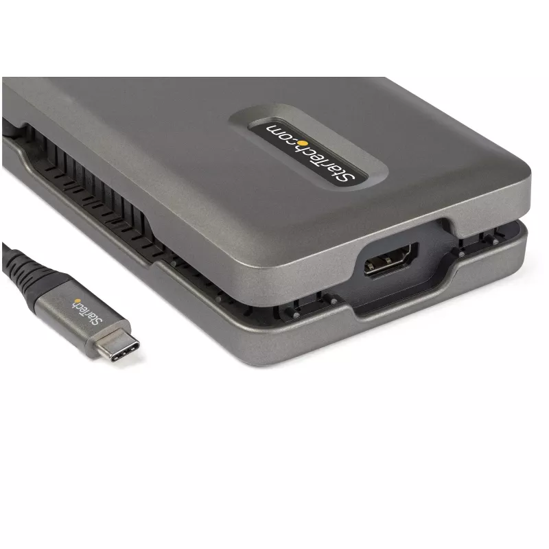 StarTech.com adattatore multiporta USB-C – USB-C su 4K 60 Hz HDMI 2.0 – hub USB a 2 porte 10 Gbit/s – 100 W Power Delivery Pass-Through – GbE – SD/MicroSD – mini dock USB Type-C – cavo 25 cm