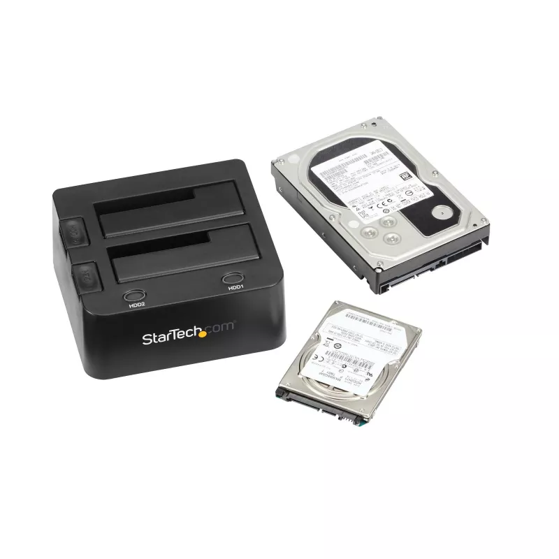 Docking station per dischi rigidi StarTech.com dual-bay USB 3.0 su SATA, dock USB per dischi rigidi, docking station esterna 2,5/3,5 pollici SATA I/II/III SSD/HDD, alloggiamento hot-swap, caricamento dall'alto