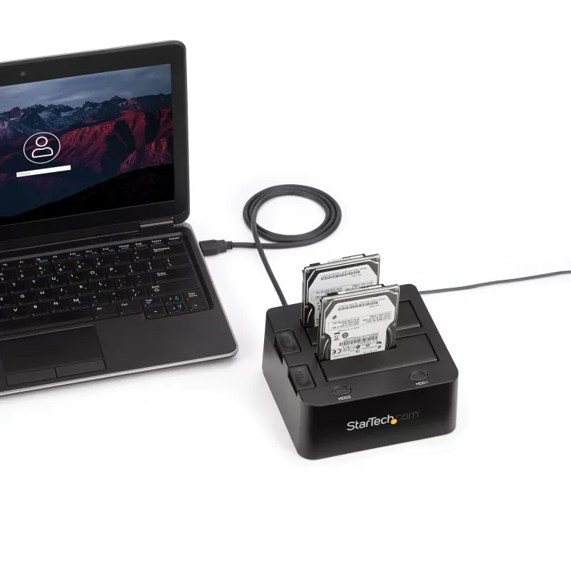 Docking station per dischi rigidi StarTech.com dual-bay USB 3.0 su SATA, dock USB per dischi rigidi, docking station esterna 2,5/3,5 pollici SATA I/II/III SSD/HDD, alloggiamento hot-swap, caricamento dall'alto