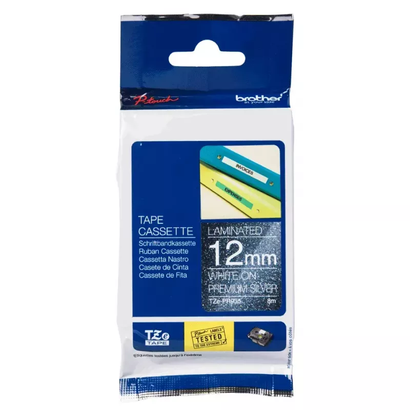 Nastro per etichettatura Brother TZE-PR935 bianco su argento