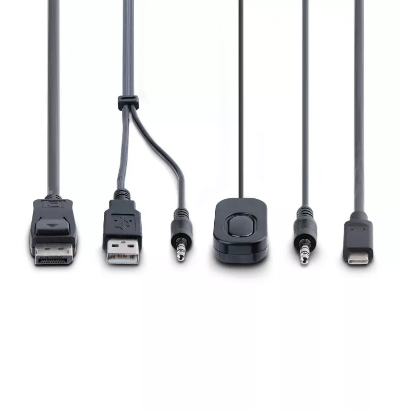 Switch KVM StarTech.com 2 porte ibrido USB-C DisplayPort con cavi, 4K 60Hz, switch KVM compatto con cavi host USB-A/DisplayPort/audio da 1,8 m e USB-C da 1,2 m integrati, alimentato dal bus - pulsante telecomando/commutazione hotkey