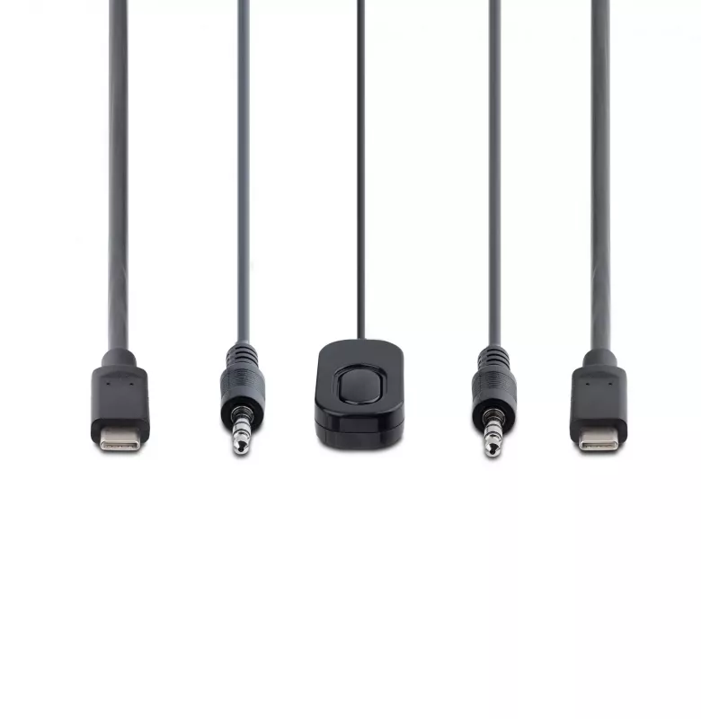 Switch KVM StarTech.com 2 porte USB-C con cavi, uscita DisplayPort 4K 60Hz, KVM compatto con cavi USB Type-C/audio da 1,2 m integrati, alimentato dal bus - pulsante telecomando/commutazione hotkey