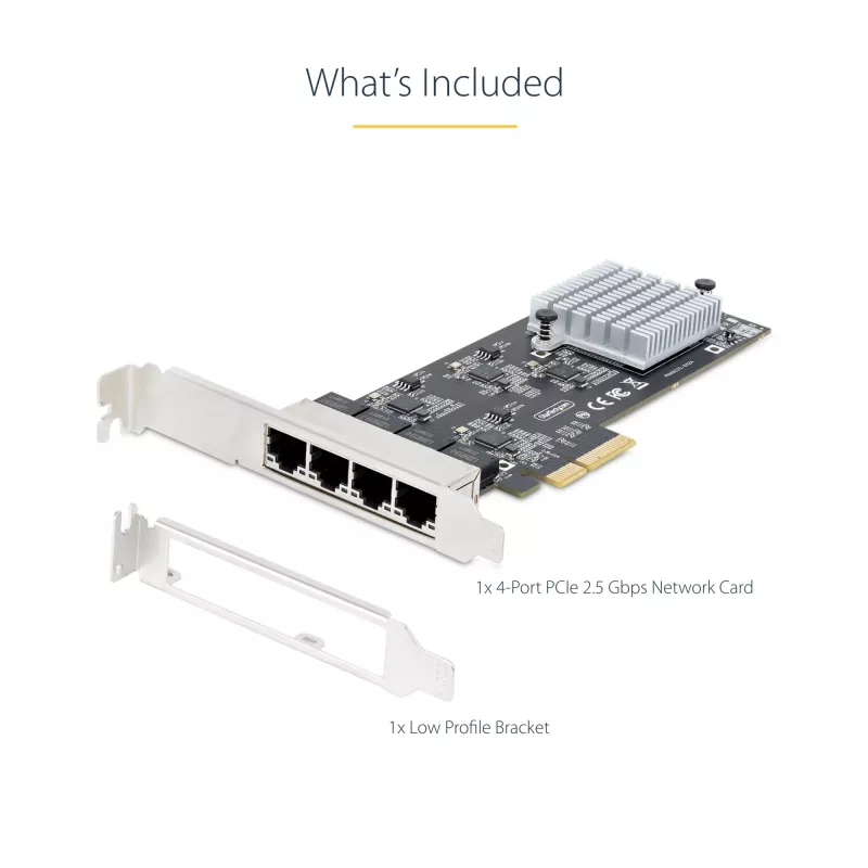 Scheda di rete StarTech.com 4 porte 2,5 Gbit/s NBASE-T PCIe, Intel I225-V, scheda di rete per computer quad-port, NIC multi-gigabit, scheda LAN server PCI Express, interfaccia Ethernet desktop