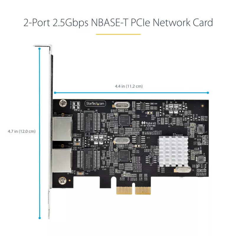 Scheda di rete StarTech.com 2 porte 2.5Gbps NBASE-T PCIe, Intel I225-V, scheda di rete per computer dual-port, NIC multi-gigabit, scheda LAN server PCI Express, interfaccia Ethernet desktop