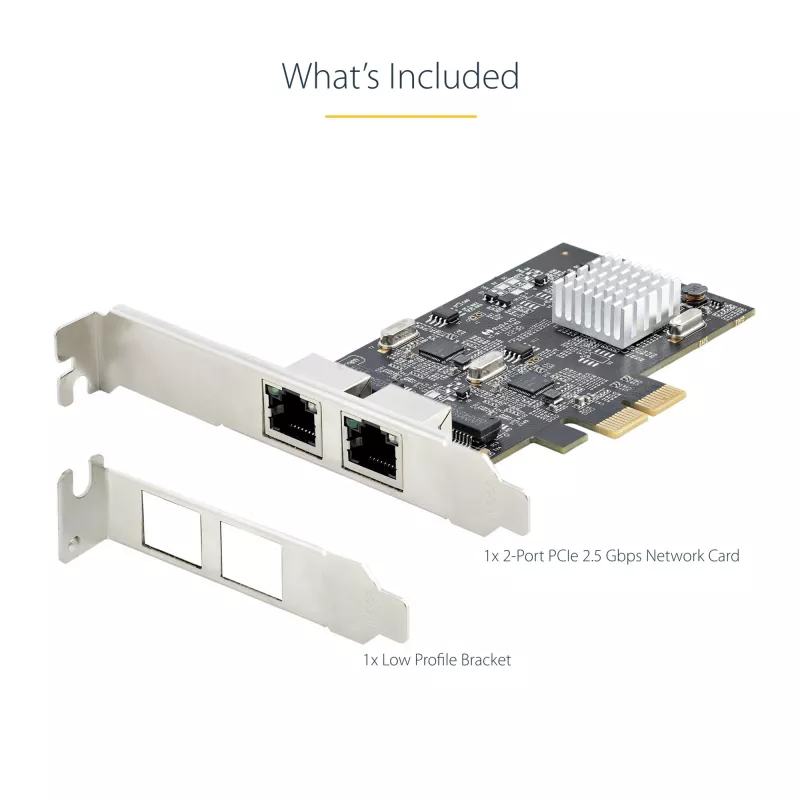 Scheda di rete StarTech.com 2 porte 2.5Gbps NBASE-T PCIe, Intel I225-V, scheda di rete per computer dual-port, NIC multi-gigabit, scheda LAN server PCI Express, interfaccia Ethernet desktop